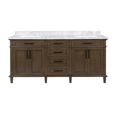 Sonoma 60 in. W x 22 in. D Double Bath Vanity in White with Carrara Marble Top with White Sinks - Super Arbor