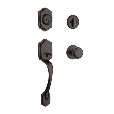 Belleview Venetian Bronze Single Cylinder Door Handleset with Cove Door Knob Featuring SmartKey Security