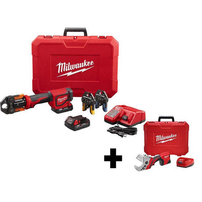 M18 18-Volt Lithium-Ion Cordless Short Throw PEX Press Tool Kit with M12 PVC Shear Kit - Super Arbor