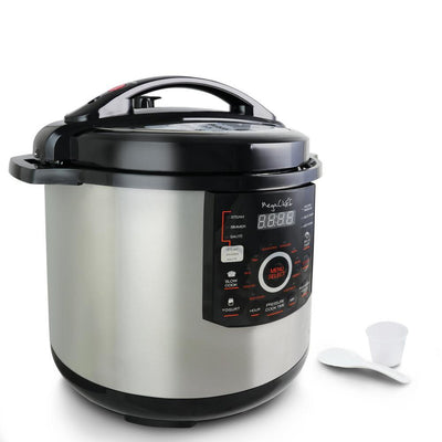 12 Qt. Black and Silver Electric Pressure Cooker with Automatic Shut-Off and Keep Warm Setting - Super Arbor