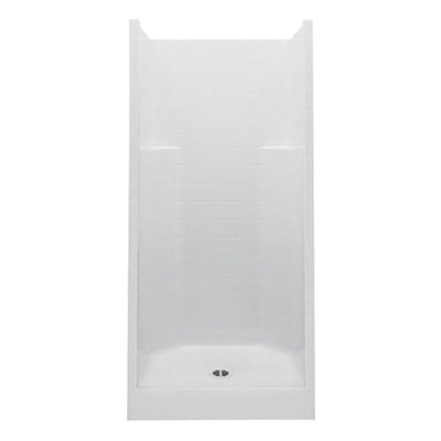 Everyday Smooth Tile 36 in. x 36 in. x 76 in. 1-Piece Shower Stall with Center Drain in White - Super Arbor