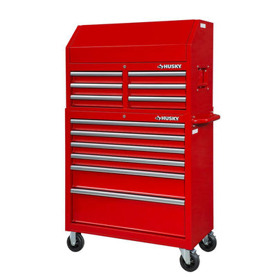 36 in. 12-Drawer Tool Chest and Cabinet combo in Gloss Red