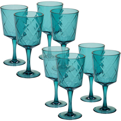 8-Piece 13 oz. Teal Acrylic Goblet Glass - Super Arbor