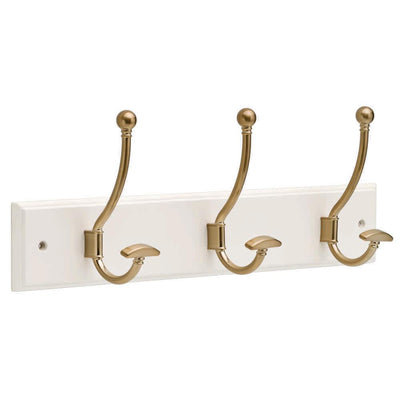 Luxe 18 in. White and Champagne Bronze Hook Rack - Super Arbor