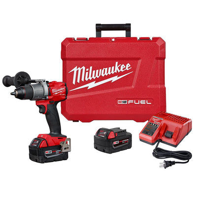M18 FUEL 18-Volt Lithium-Ion Brushless Cordless 1/2 in. Drill / Driver Kit W/(2) 5.0Ah Batteries, Charger, and Hard Case - Super Arbor