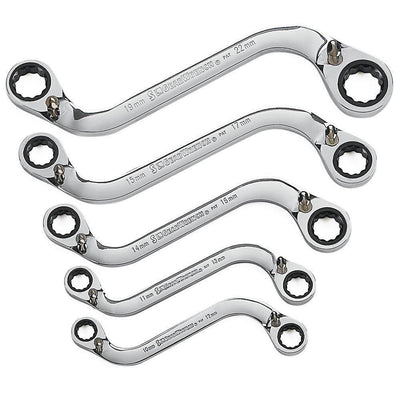 S-Shaped Reversible Double Box Ratcheting Wrench Set (5-Piece) - Super Arbor