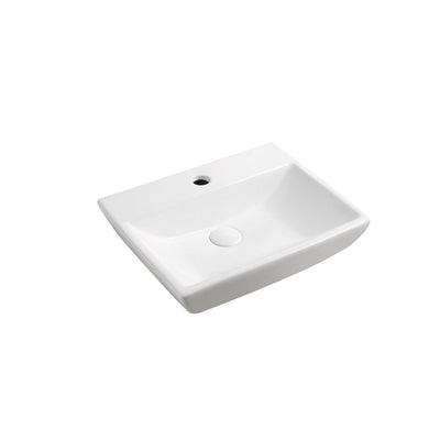 Elanti Wall-Mounted Rectangular Compact Bathroom Sink in White - Super Arbor