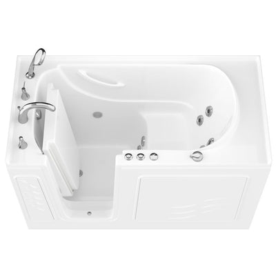 HD Series 60 in. Left Drain Quick Fill Walk-In Whirlpool Bath Tub with Powered Fast Drain in White - Super Arbor