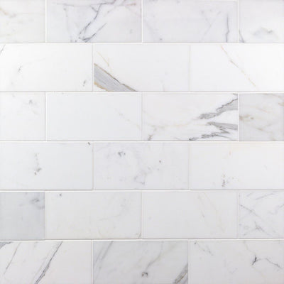 Ivy Hill Tile Calacatta 4 in. x 8 in. x 9mm Polished Marble Subway Tile (25 pieces / 5.55 sq. ft. / box) - Super Arbor
