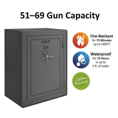 69-Gun Fire/Waterproof Electronic Back-Lit Lock Safe, Gray Pebble - Super Arbor