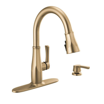 Owendale Single-Handle Pull-Down Sprayer Kitchen Faucet with ShieldSpray Technology in Champagne Bronze - Super Arbor