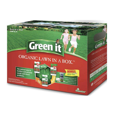 Green It Organic Lawn in a Box 2x4.4lb Liquid Corn Gluten(4-0-0) 1x4.4lb Fish & Seaweed(2-1-3) 3 season Lawn Fertilizer