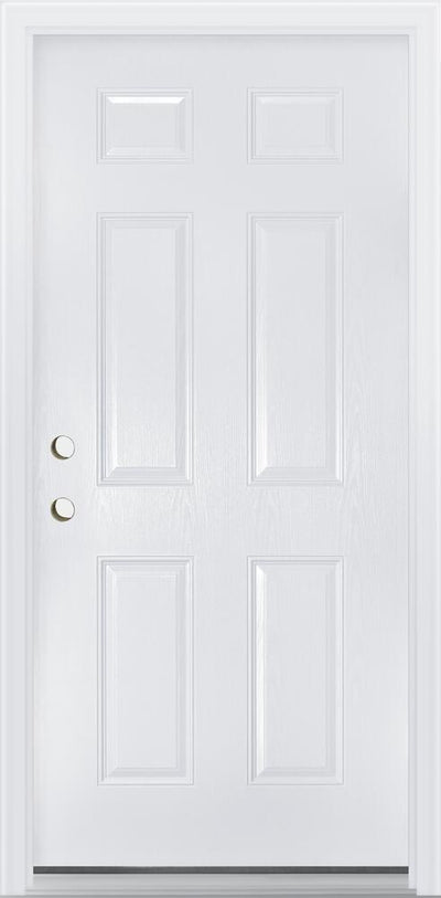 Mastercraft® 32"W x 80"H White Woodgrain Steel 6-Panel Composite Frame Exterior Door System - Right Inswing