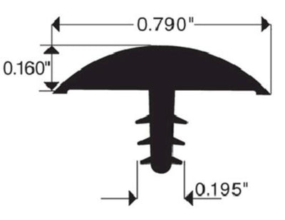 .780" Wide Dark Tone PVC T-Moulding - 500' Roll