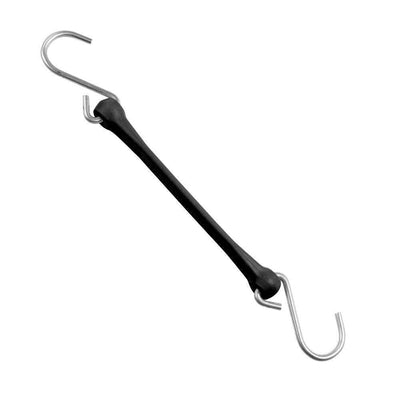 7 in. Polyurethane Bungee Strap with Stainless Steel S-Hooks (Overall Length: 12 in.) in Black - Super Arbor