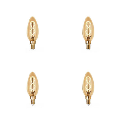 Feit Electric 25-Watt Equivalent B10 Dim Candelabra Amber Glass Vintage Edison LED Light Bulb with Spiral Filament Warm White (4-Pack) - Super Arbor