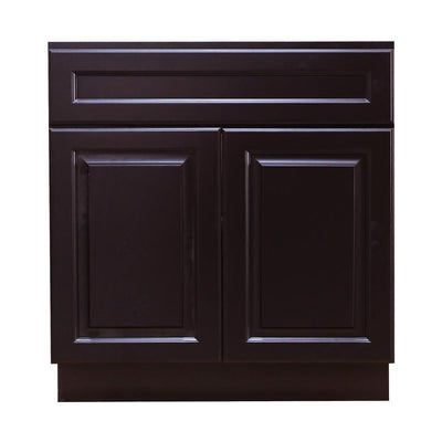 Newport Ready to Assemble 24x34.5x24 in. Sink Base Cabinet with 2-Door and 1-Fake Drawer in Dark Espresso - Super Arbor