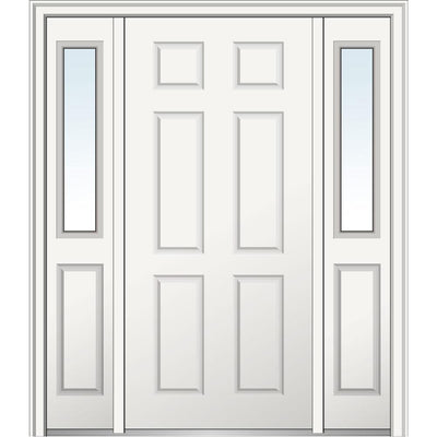 68.5 in. x 81.75 in. Right-Hand 6-Panel Classic Primed Steel Prehung Front Door with Sidelites on 4-9/16 in. Frame - Super Arbor