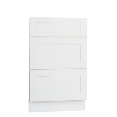 Bremen Ready to Assemble 21x34.5x24 in. Shaker Base Drawer with 1 Standard Drawer with 2 Deep Drawers in White - Super Arbor