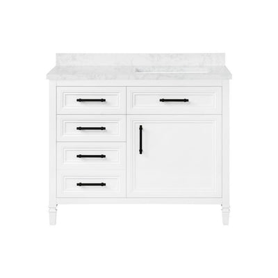 Aiken 42 in. W x 22 in. D Bath Vanity in Almond Latte with Cultured Marble Vanity Top in White with white Basin - Super Arbor