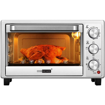 1400-Watt 6-Slice Stainless Steel Countertop Toaster Oven with Bake Pan, Rack, Drag Hook and Oven Mitten - Super Arbor