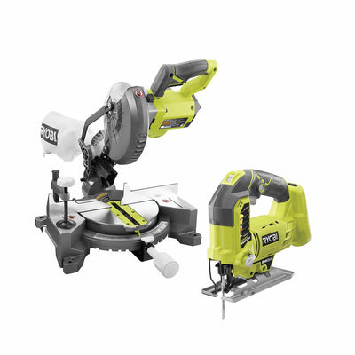 18-Volt ONE+ Lithium-Ion Cordless 7-1/4 in. Compound Miter Saw and Orbital Jig Saw (Tools Only) - Super Arbor