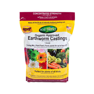 Soil Blend 10 lb. Bag Concentrated (10 lbs. makes 40 lbs.) Pure Organic Earth Worm Castings - Super Arbor