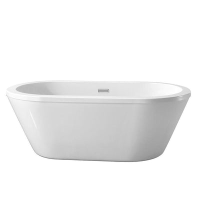 Colton 63 in. Center Drain Freestanding Bathtub in Glossy White - Super Arbor