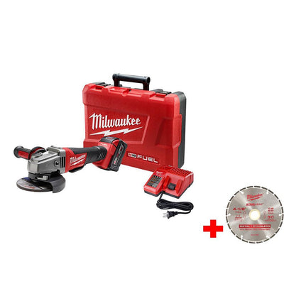 M18 FUEL 18-Volt Lithium-Ion Brushless 4-1/2 in. /5 in. Grinder, Paddle Switch No-Lock Kit w/ 4-1/2 in. Diamond Blade - Super Arbor