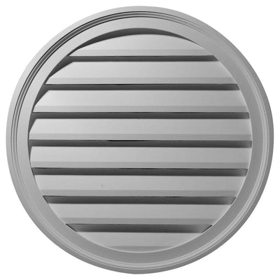 36 in. x 36 in. Round Primed Polyurethane Paintable Gable Louver Vent - Super Arbor