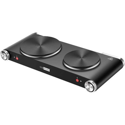 1800-Watt 2-Burner 7.1 in. Cast Iron Electric Hot Plate with Mitten - Super Arbor