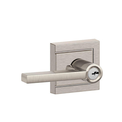 Latitude Satin Nickel with Upland Trim Keyed Entry Door Lever - Super Arbor