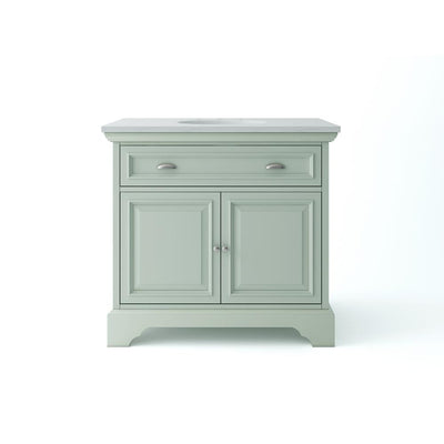 Sadie 38 in. W x 21.5 in. D Vanity in Dove Grey with Marble Vanity Top in Natural White with White Sink - Super Arbor