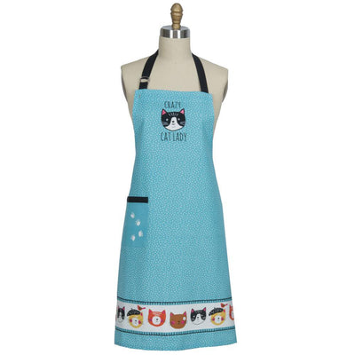 Crazy Cat Blue Cotton Chef Apron - Super Arbor