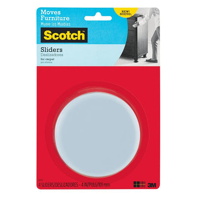 Scotch 4 in. Gray/Black Round Reusable Furniture Sliders (4-Pack) - Super Arbor