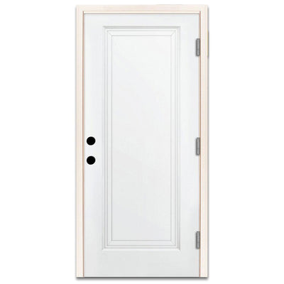 36 in. x 80 in. Premium 1-Panel Primed White Steel Prehung Front Door with 36 in. Left-Hand Outswing and 4 in. Wall - Super Arbor