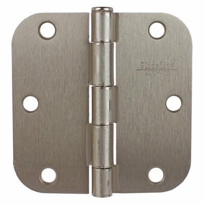 3-1/2 in. Satin Nickel Steel Door Hinges 5/8 in. Corner Radius with Screws (48-Pack) - Super Arbor