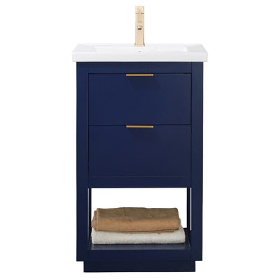 Klein 20 in. W x 15 in. D Bath Vanity in Blue with Porcelain Vanity Top in White with White Basin - Super Arbor