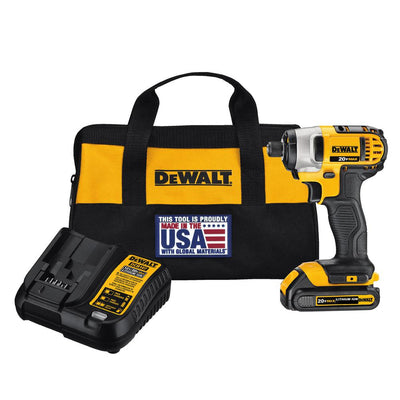 20-Volt MAX Lithium-Ion Cordless 1/4 in. Impact Driver with (1) 20-Volt Battery 1.3Ah, Charger and Tool Bag - Super Arbor