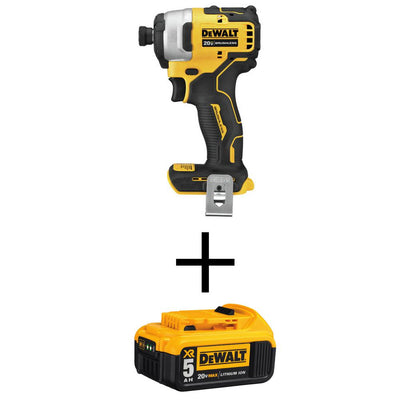 ATOMIC 20-Volt MAX Brushless Cordless Compact Impact Driver (Tool-Only) with Bonus 20-Volt MAX XR Li-Ion Battery 5.0Ah - Super Arbor