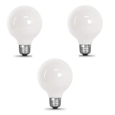 Feit Electric 60-Watt Equivalent G25 Dimmable Filament ENERGY STAR White Glass LED Light Bulb, Soft White (3-Pack) - Super Arbor