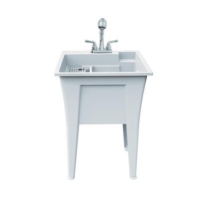 24 in. x 22 in. Polypropylene Granite Laundry Sink with 2 Hdl Non Metallic Pullout Faucet and Installation Kit - Super Arbor