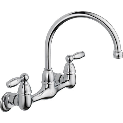Choice 2-Handle Wall Mount Kitchen Faucet in Chrome - Super Arbor