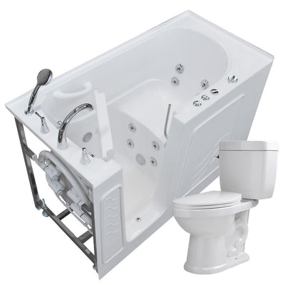 60 in. Walk-In Whirlpool Bathtub in White with 1.6 GPF Single Flush Toilet - Super Arbor