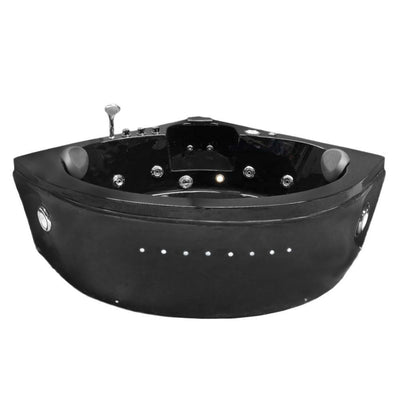 Dolphin 59 in. Acrylic Center Drain Corner Alcove Whirlpool Bathtub in Black - Super Arbor