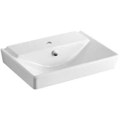 KOHLER Reve Wall-Mounted Ceramic Bathroom Sink in White with Overflow Drain - Super Arbor