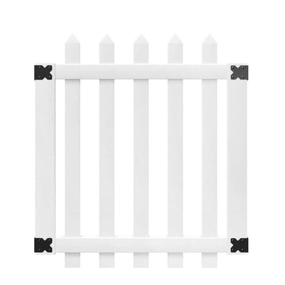 Glendale 3.5 ft. W x 4 ft. H White Vinyl Spaced Picket Fence Gate with 3 in. Pointed Pickets - Super Arbor
