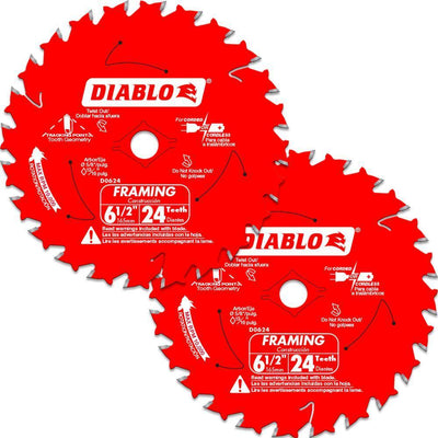 6-1/2 in. 24-Tooth Framing Circular Saw Blade Value Pack (2-Pack) - Super Arbor