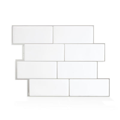 Metro Campagnola 11.56 in. W x 8.38 in. H White Peel and Stick Decorative Mosaic Wall Tile Backsplash (4-Pack) - Super Arbor