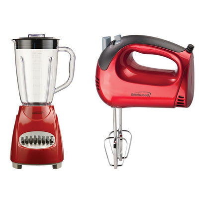 50 oz.12-Speed Red Countertop Blender with Electric Hand Mixer - Super Arbor